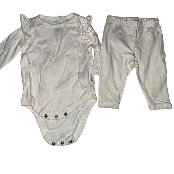 Baby Gap Cream 2-Piece Ruffle Bodysuit & Legging Set | Size 0-3 Months - Picture 1 of 8